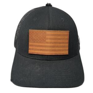 U.S. Flag Snapback Trucker Hat Black One Size Adjustable Mesh Back Branded Bills